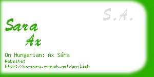 sara ax business card
